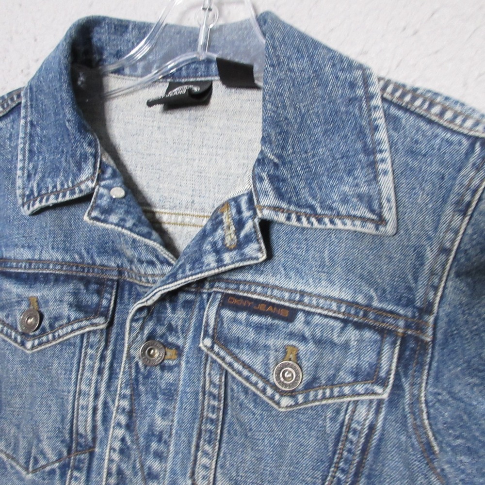 Vintage DKNY Jean Jacket Women Small Fitted Y2K 90s Hong Kong 100% Cotton